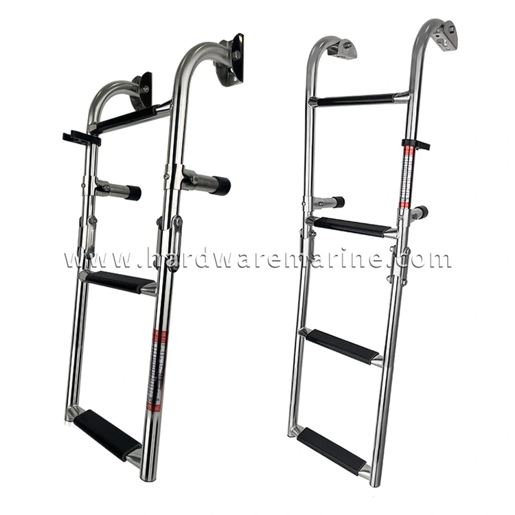 Hindi kinakalawang na asero na natitiklop 2+1/2+2 Hakbang sa Marine Ladder
