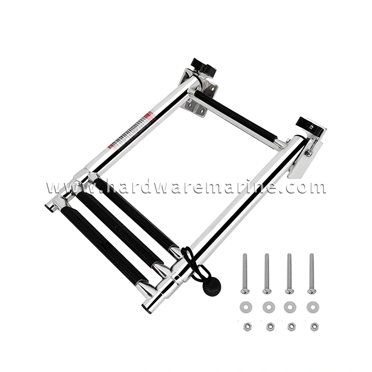 Hindi kinakalawang na asero Marine 4 Hakbang Self-Lock Telescoping Boat Ladder