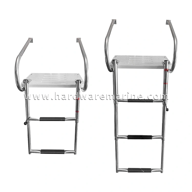 Hindi kinakalawang na asero Marine Folding Telescopic 2/3 Hagdan na may hagdan na may platform